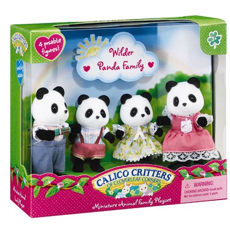 Calico Critters Wilder Panda Family, Set of 4 Collectible Doll Figures ...