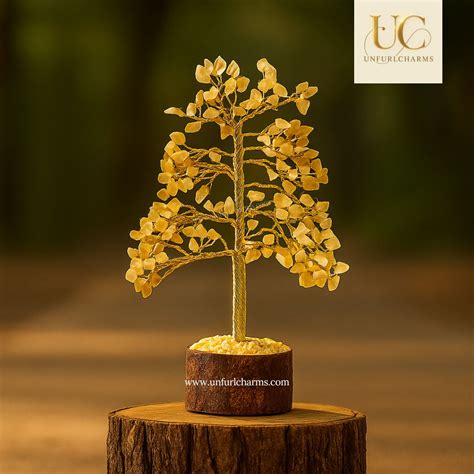 Mini Citrine Stone Tree - Stone of Wealth & Prosperity – UnfurlCharms