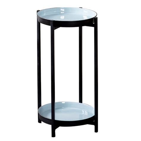 Buy Blue & Black Tiered Metallic Side Table Set of 2 Online | Nestroots