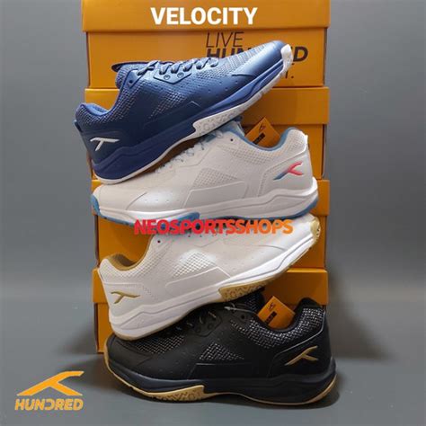 Jual Sepatu Badminton Hundred HNDRD Velocity 102 Original - black gold ...