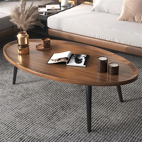 Wooden Coffee Table,Industrial Nesting Tables Oval Coffee Table Tea ...