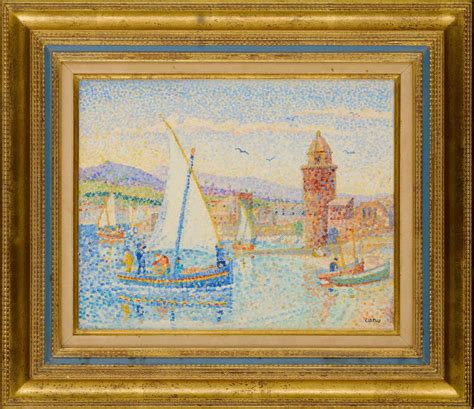 Yvonne Canu - Collioure colorful French Pointillist 20th C medium sized ...