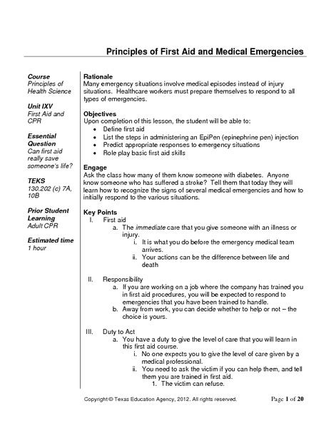Image result for First Aid Introduction Lesson Grade 7