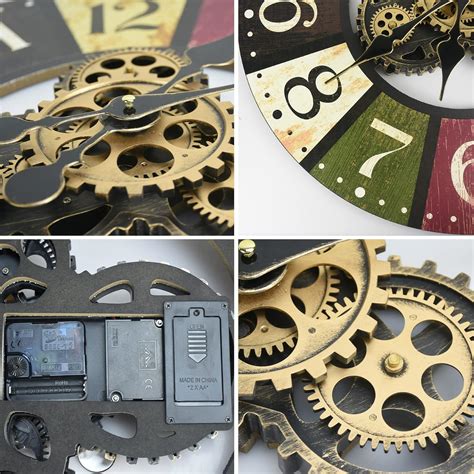 Buy TOKTEKK 24 inch Wooden Large Decorative Wall Clock with Real Moving ...