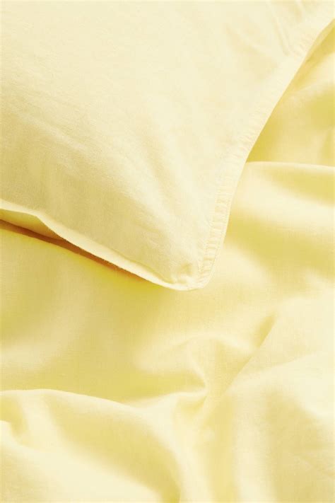 Linen-blend single duvet cover set - Light yellow - Home All | H&M IN