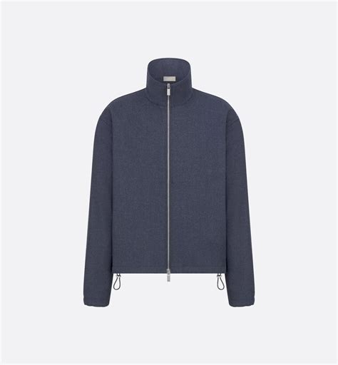 Zipped Shirt with Dior Oblique Interior Blue Virgin Wool Flannel | DIOR