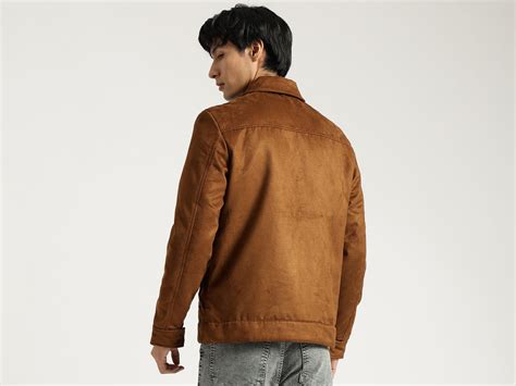 Regular Fit Spread Collar Solid Suede Wadded Jacket – United Colors of ...