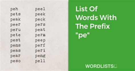 List Of Words With The Prefix "pe"