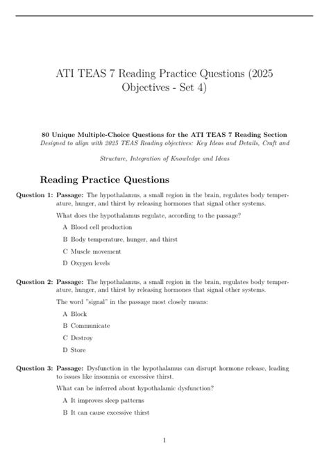 ATI TEAS 7 Reading Practice Questions (2025) – Improve Comprehension ...