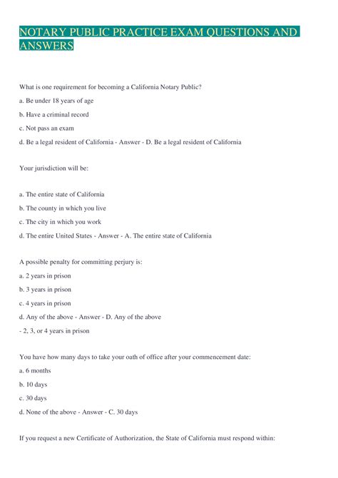 Image result for Notary Test Examples