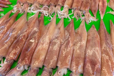 Selling fresh squid in wet market | Premium Photo