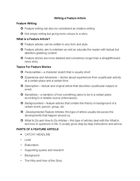 Image result for Science Feature Writing English Example