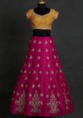 Buy Rani Pink Zardosi Raw Silk Readymade Lehenga - Koskii