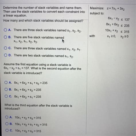 Image result for Values for Slack Variables