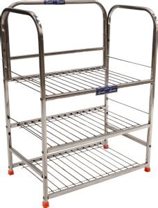 Charvi Utensil Kitchen Rack Steel Stainless Steel 3 shelf Wall Mount ...