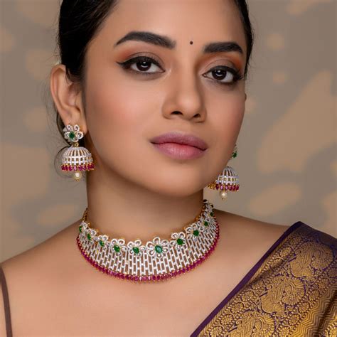 Buy Lilac Floral Multi Nakshatra CZ Choker Set | Tarinika - Tarinika India