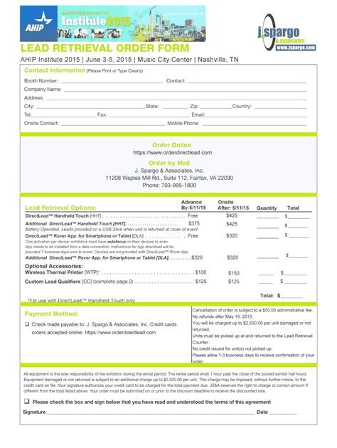 Fillable Online LEAD RETRIEVAL ORDER FORM - Americas Health Insurance ...