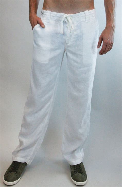 Men's Linen Relaxed Pants | 100% Natural Italian Style with Drawstring ...