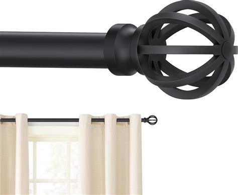 Curtain Rod for Windows 48 to 84,5/8 Inch Black Heavy Duty Metal ...