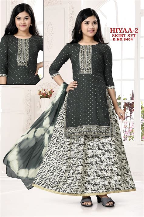 Hiyaa 2 Skirt Set 8404 Printed Kids Wear Collection