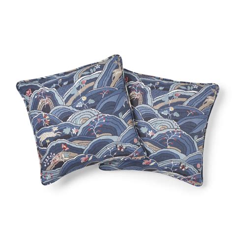 Schumacher Rolling Hills 20" Pillow in Blue For Sale at 1stDibs