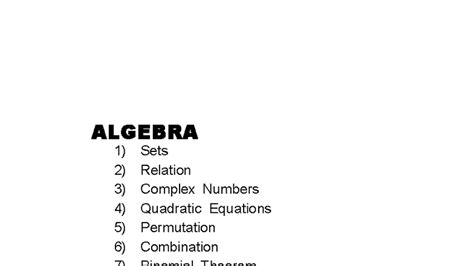 Algebra 1: Comprehensive Study Notes for N.D.A and N.A Exam - Studocu