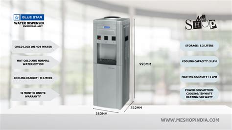 Blue Star BWD3FMRGA Water Dispenser with Refrigerator | Hot, Cold & Normal