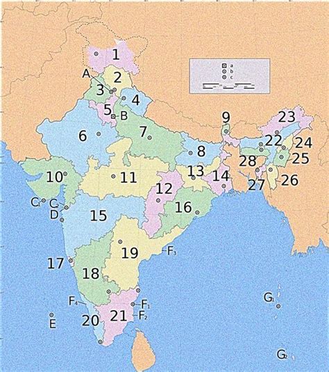 Paste an Indian political map and mark it with numbers. (On the next ...