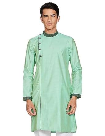 Buy Manthan Men's Kurta, Mandarin Collar Full Sleeves Ethnic Knee ...