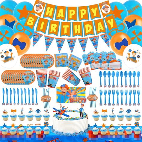 Buy Blippi Party Supplies Birthday Decorations Include Happy Birthday ...