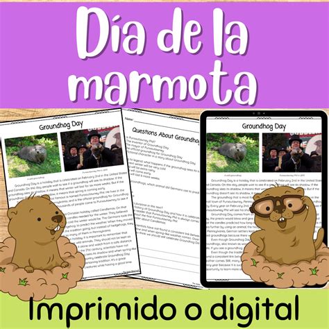 Groundhog Day Día de la Marmota Spanish Reading Passage Print & Digital - Made By Teachers