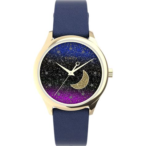 Timex Dress Leather Purple Round Dial Quartz Analog Women Watch ...