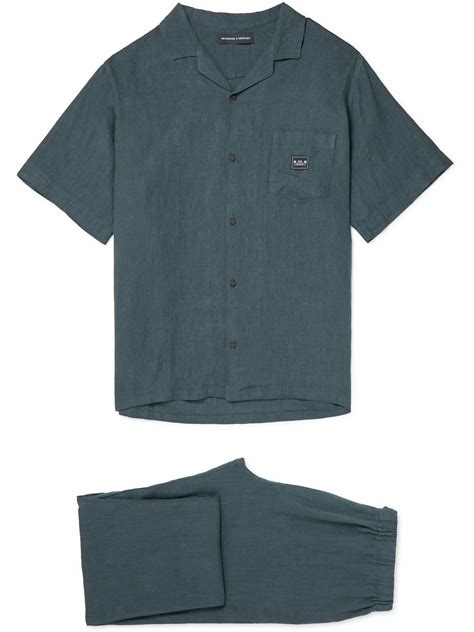 Desmond & Dempsey - Linen Pyjama Set - Blue Desmond & Dempsey