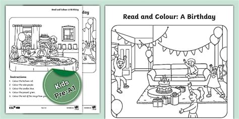 {Colouring Page} for ESL Kids: A Birthday