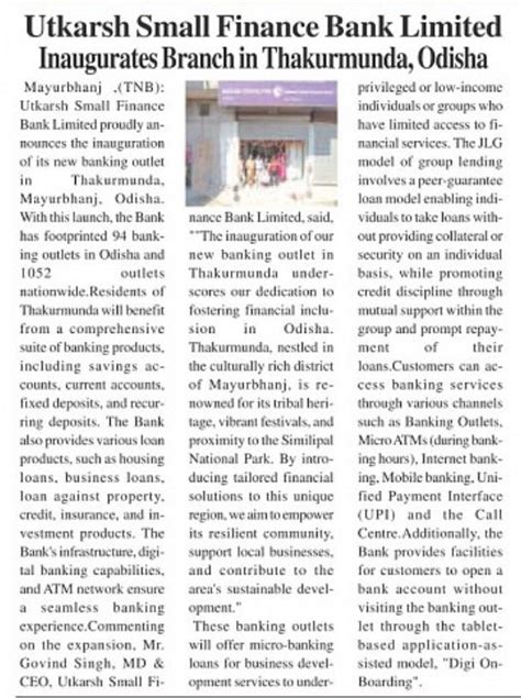 Utkarsh in News | Utkarsh Small Finance bank