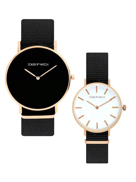 Joker & Witch Nylon Hardin & Tessa Couple Analogue Watches, White Dial ...