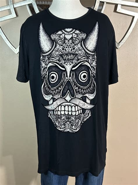 Ay Guey Skull El Loco Dia De Los Muertos Black T-shirt | Men's Size 2XL ...