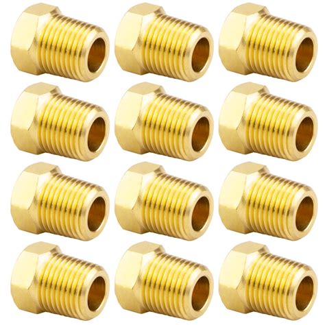 (12 Pack) Besosay 1/8 Inch NPT Male Brass Pipe Plug, Brass Outer Hex ...