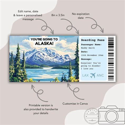 Boarding Pass Alaska, Surprise Boarding Pass Template, You’re Going to ...