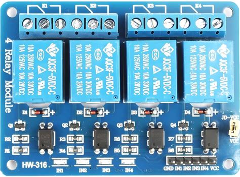 R&D 4 Channel 5V Relay Module with Optocoupler Control for Arduino DSP ...