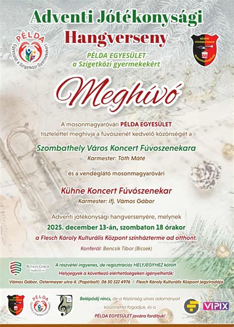 Adventi jótékonysági koncert a Kühne Koncert Fúvószenekarral a Példa ...