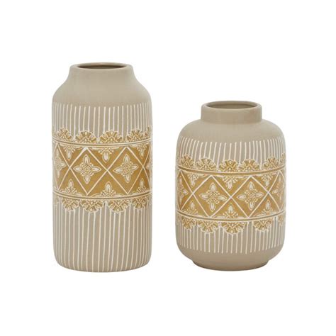Grayson Lane 2-Pack Brown Stone Farmhouse Vase at Lowes.com