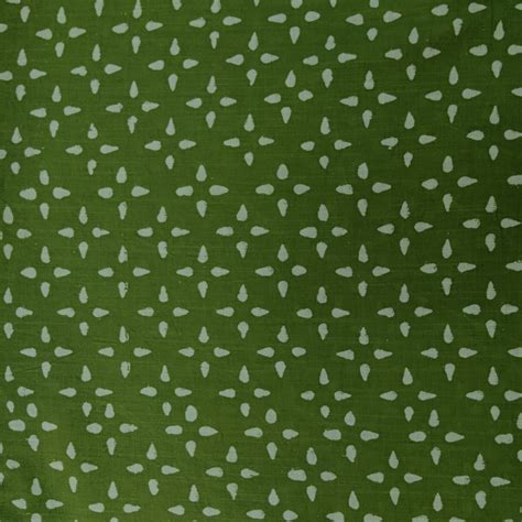 Pure Cotton Discharge Green With Four Petal Flower Motif Hand Block Pr ...