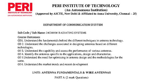 Radiating Systems - Course Code: RADIATING SYSTEMS (CO1-CO6) Notes ...