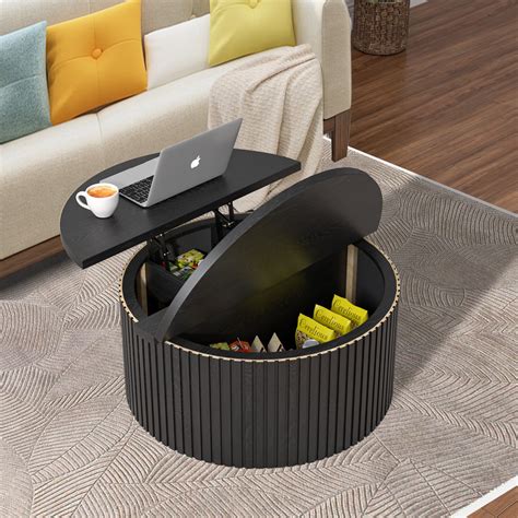 Oubayajia Round Coffee Table with Storage, Wood Lift India | Ubuy