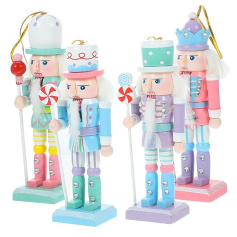 Amazon.com: Toyvian Christmas Candy Nutcracker Ornaments, 4pcs Pink ...