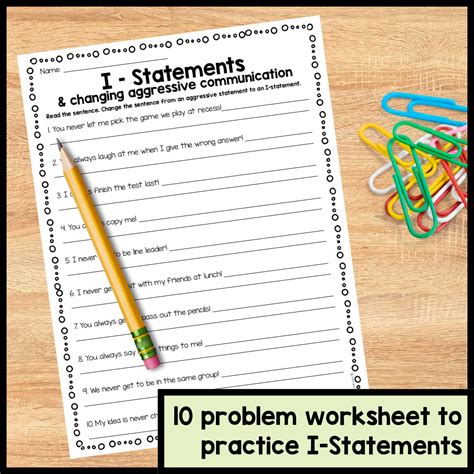 Image result for Communication. I Statements Worksheet