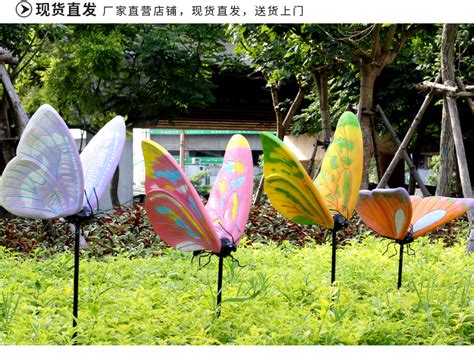 彩绘蝴蝶雕塑玻璃钢动物摆件_厂家图片价格-玉海雕塑