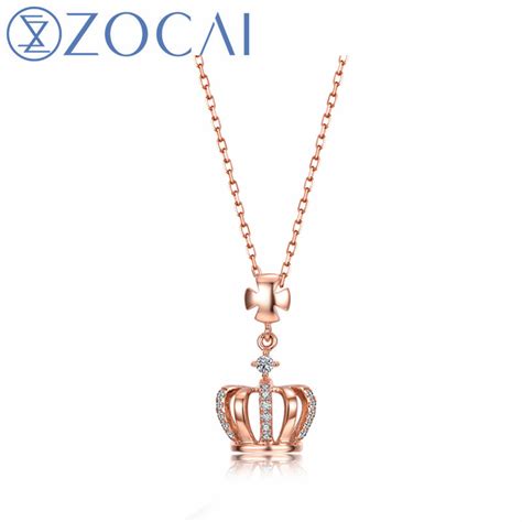 ZOCAI real diamond necklace 18K rose gold pendant (AU750) + 925 silver ...
