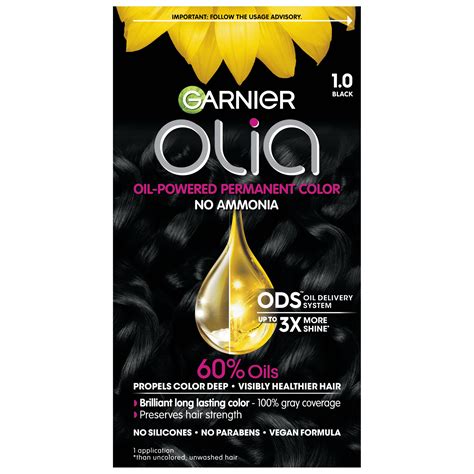 Garnier Olia Oil Powered Permanent Hair Color, 1.0 Black - Walmart.com